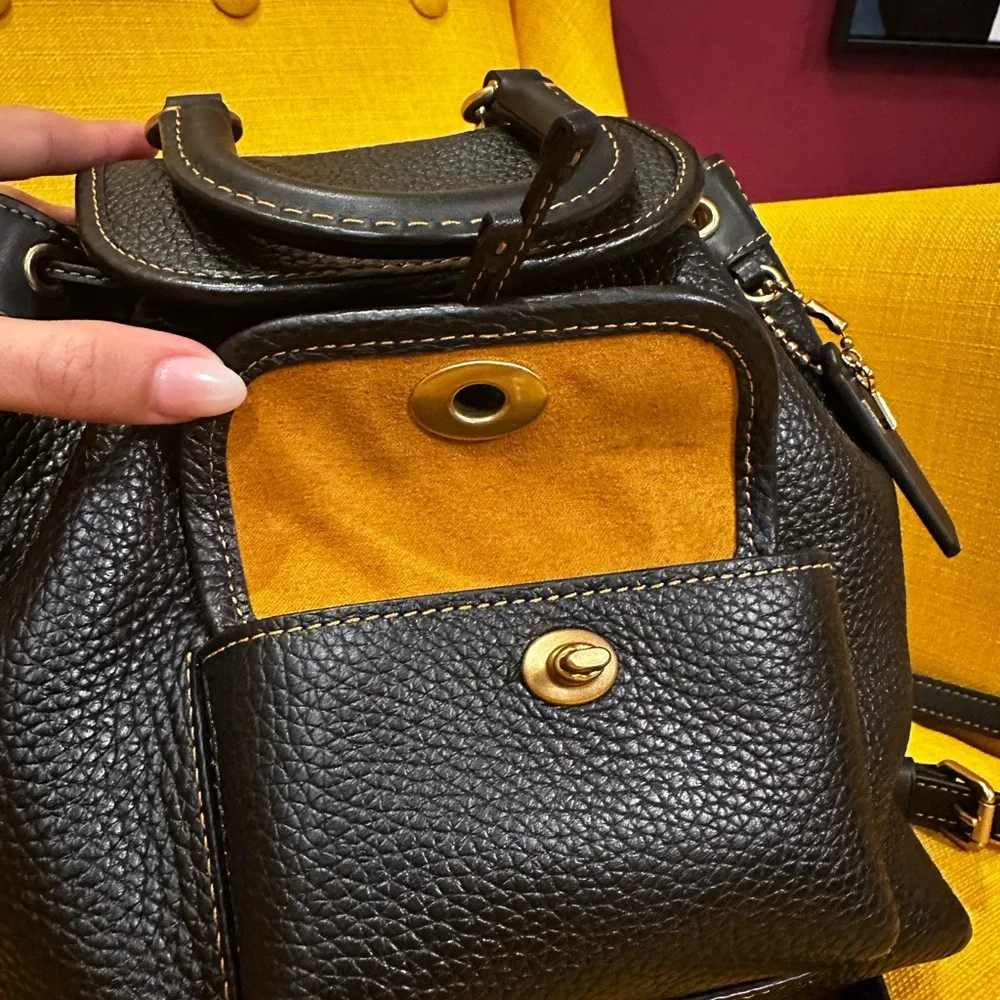 Coach Black Pebbled Leather Backpack with Gold Hardware